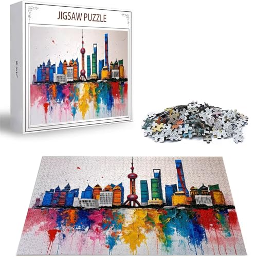 Puzzle 4000 Teile Farbe Puzzle Erwachsene, DIY Groß Puzzelmatten, Holzpuzzle für Erwachsene und Kinder ab 12 Jahren Wooden Jigsaw Stadt Geschicklichkeitsspiel für Die Ganze Familie, Geschenke D-16 von Zhlpjecc