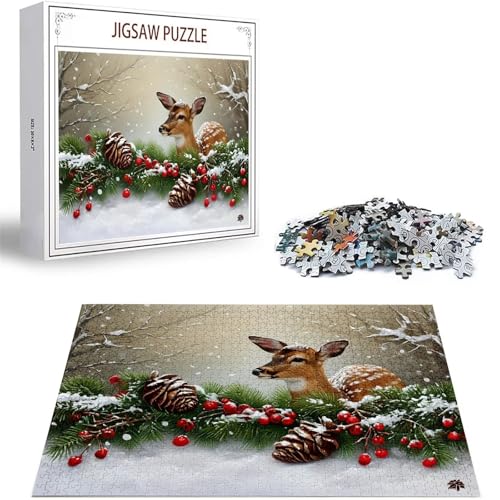 Puzzle 4000 Teile REH Puzzle Erwachsene, DIY Groß Puzzelmatten, Holzpuzzle für Erwachsene und Kinder ab 12 Jahren Wooden Jigsaw Tier Geschicklichkeitsspiel für Die Ganze Familie, Geschenke D-333 von Zhlpjecc