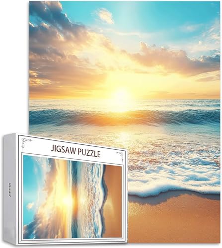 Puzzle 4000 Teile Sonnenuntergang Puzzle Erwachsene, DIY Groß Puzzelmatten, Holzpuzzle für Erwachsene und Kinder ab 12 Jahren Wooden Jigsaw Strand Geschicklichkeitsspiel für Die Ganze Familie, D-777 von Zhlpjecc