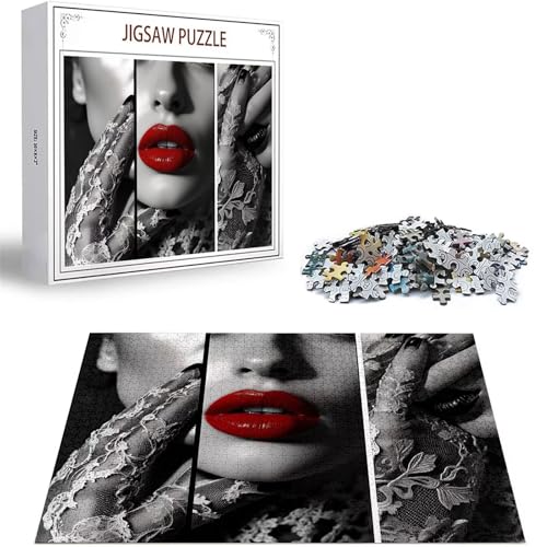 Puzzle Frau Puzzle 5000 Teile, Holzpuzzle Erwachsene, Mehrfarbig Holzpuzzle, Klassische Puzzles Rote Lippen Wooden Jigsaw für Erwachsene Und Kinder 14 Jahren, Geschenke Home Wand Dekor 156x105cm D-396 von Zhlpjecc
