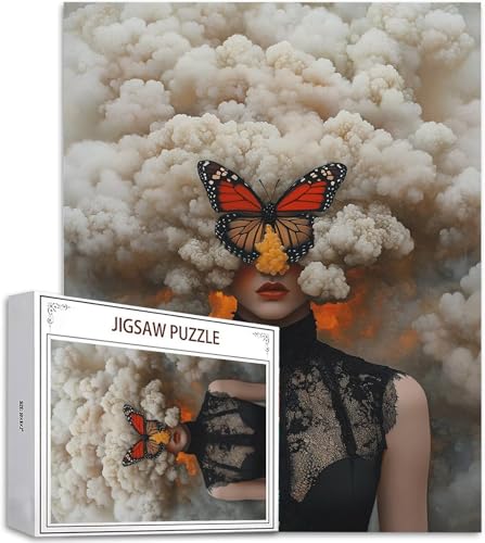 Puzzle Frau Puzzle 5000 Teile, Holzpuzzle Erwachsene, Mehrfarbig Holzpuzzle, Klassische Puzzles Schmetterling Wooden Jigsaw für Erwachsene Und Kinder 14 Jahren, Geschenke Home Dekor 156x105cm D-854 von Zhlpjecc