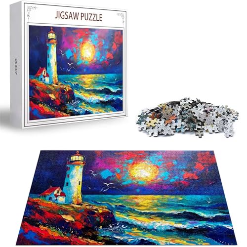 Puzzle Leuchtturm Puzzle 3000 Teile, Holzpuzzle Erwachsene, Mehrfarbig Holzpuzzle, Klassische Puzzles Wellen Wooden Jigsaw für Erwachsene Und Kinder 14 Jahren, Geschenke Home Wand Dekor 122x81cm D-76 von Zhlpjecc