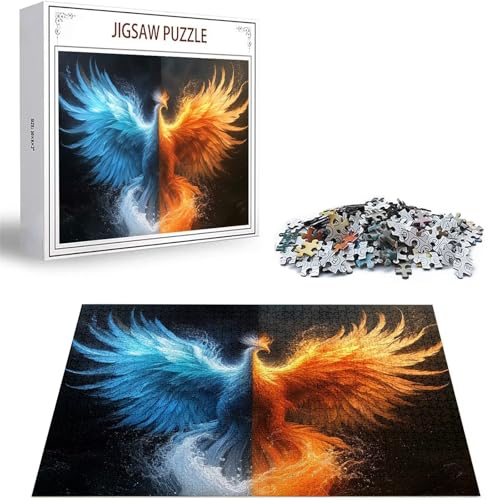 Puzzle Phönix Puzzle 500 Teile, Holzpuzzle Erwachsene, Mehrfarbig Holzpuzzle, Klassische Puzzles Tier Wooden Jigsaw für Erwachsene Und Kinder 14 Jahren, Geschenke Home Wand Dekor 52x38cm D-159 von Zhlpjecc