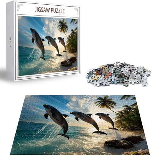 Puzzle Sonnenlicht Puzzle 5000 Teile, Holzpuzzle Erwachsene, Mehrfarbig Holzpuzzle, Klassische Puzzles Delphin Wooden Jigsaw für Erwachsene Und Kinder 14 Jahren, Geschenke Wand Dekor 156x105cm D-472 von Zhlpjecc