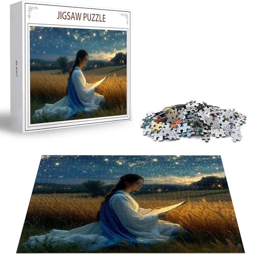 Puzzle Weizenfeld Puzzle 200 Teile, Holzpuzzle Erwachsene, Mehrfarbig Holzpuzzle, Klassische Puzzles Frau Wooden Jigsaw für Erwachsene Und Kinder 14 Jahren, Geschenke Home Wand Dekor 35x25cm D-348 von Zhlpjecc