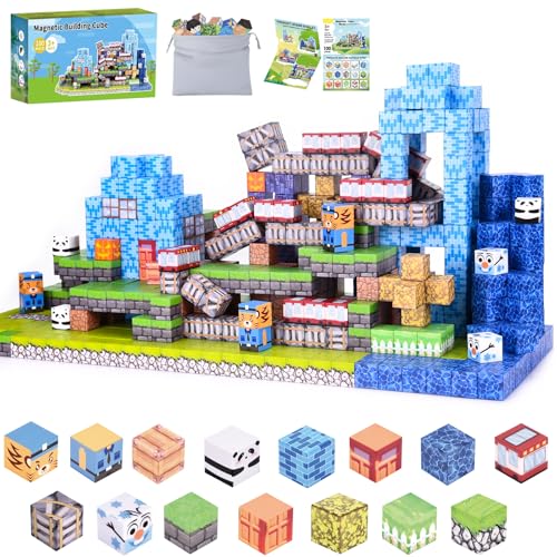 Magnetische Bausteine - Baue Mine Magnet Welt Set, 2.5CM Magnet Bausteine,DIY Magnetspielzeug für Kinder,Magnetbausteine Blöcke Magnet Spielzeug für Geschenk ab 3+ Jahre Junge Mädchen (100 Stück) von Zhmenge