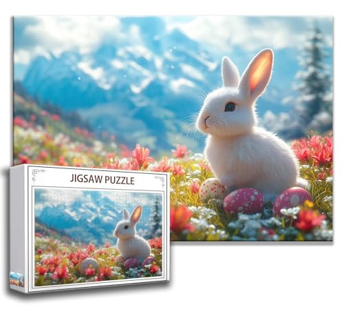 Kaninchen Puzzle 120 Teile Kinder, Jigsaw Puzzle Ostern Puzzle Erwachsene, Junge, Mädchen, Geschicklichkeitsspiel für Die Ganze Familie, Klassische Holzpuzzle für Wand Zimmer Deko Wohnzimmer T-8 von Zhngzoyn