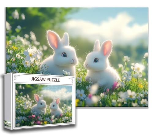 Kaninchen Puzzle 300 Teile Kinder, Jigsaw Puzzle Niedlich Puzzle Erwachsene, Junge, Mädchen, Geschicklichkeitsspiel für Die Ganze Familie, Klassische Holzpuzzle für Wand Zimmer Deko Wohnzimmer B-1 Kaninchen Puzzle 300 Teile Kinder, Jigsaw Puzzle Niedlich Puzzle Erwachsene, Junge, Mädchen, Geschicklichkeitsspiel für Die Ganze Familie, Klassische Holzpuzzle für Wand Zimmer Deko Wohnzimmer B-1 von Zhngzoyn