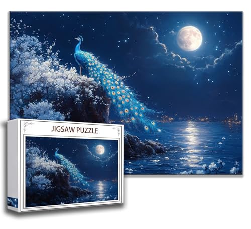 Mond Puzzle 200 Teile Kinder, Jigsaw Puzzle Pfau Puzzle Erwachsene, Junge, Mädchen, Geschicklichkeitsspiel für Die Ganze Familie, Klassische Holzpuzzle für Wand Zimmer Deko Wohnzimmer, Geschenke H-4 Mond Puzzle 200 Teile Kinder, Jigsaw Puzzle Pfau Puzzle Erwachsene, Junge, Mädchen, Geschicklichkeitsspiel für Die Ganze Familie, Klassische Holzpuzzle für Wand Zimmer Deko Wohnzimmer, Geschenke H-4 von Zhngzoyn