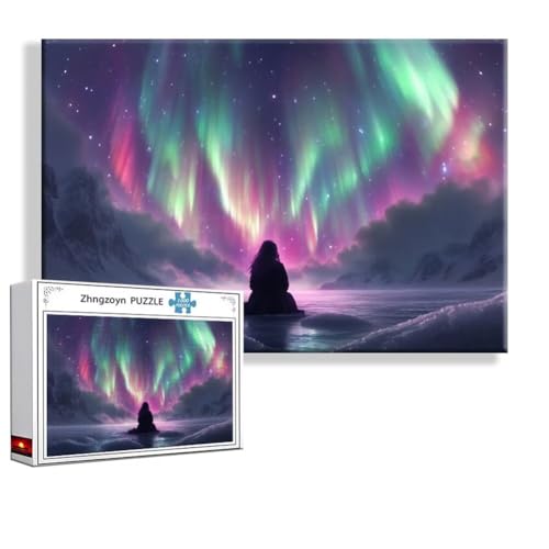 Puzzle 1000 Teile Aurora, Puzzle Erwachsene Anspruchsvoll Jigsaw Frau Groß XXL 75 x 50 cm, Klassische Impossible Jigsaw Art für Frauen Männer, Holzpuzzle für Deko Wohnzimmer, Geschenke zu Ostern F-7 von Zhngzoyn
