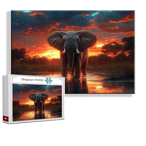 Puzzle 1000 Teile Elefant, Puzzle Erwachsene Anspruchsvoll Jigsaw Tier Groß XXL 75 x 50 cm, Klassische Impossible Jigsaw Art für Frauen Männer, Holzpuzzle für Deko Wohnzimmer, Geschenke zu Ostern S-5 Puzzle 1000 Teile Elefant, Puzzle Erwachsene Anspruchsvoll Jigsaw Tier Groß XXL 75 x 50 cm, Klassische Impossible Jigsaw Art für Frauen Männer, Holzpuzzle für Deko Wohnzimmer, Geschenke zu Ostern S-5 von Zhngzoyn