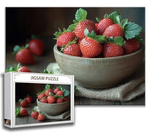 Puzzle 1000 Teile Erdbeere Puzzle Erwachsene Anspruchsvoll, Holzpuzzle Jigsaw Puzzle Erdbeere Puzzle Groß XXL 75 x 50 cm Impossible Puzzle für Männer, Klassische Puzzles für Erwachsene Frauen X-6 von Zhngzoyn