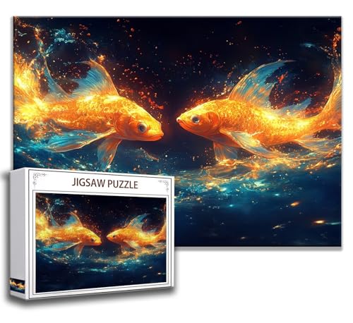 Puzzle 1000 Teile Fisch Puzzle Erwachsene Anspruchsvoll, Holzpuzzle Jigsaw Puzzle Goldfisch Puzzle Groß 75 x 50 cm Impossible Puzzle für Männer, Puzzles für Erwachsene Frauen, ältere Menschen Y-3 von Zhngzoyn