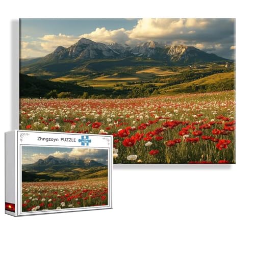 Puzzle 1000 Teile Frühling, Puzzle Erwachsene Anspruchsvoll Jigsaw Landschaft Groß XXL 75x50 cm, Klassische Impossible Jigsaw Art für Frauen Männer, Holzpuzzle für Deko Wohnzimmer Geschenke Y-8 von Zhngzoyn