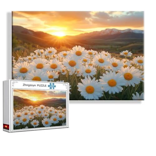 Puzzle 1000 Teile Gänseblümchen, Puzzle Erwachsene Anspruchsvoll Jigsaw Sonnenuntergang Groß XXL 75 x 50 cm, Klassische Impossible Jigsaw Art für Frauen Männer, Holzpuzzle für Deko Wohnzimmer Z-5 Puzzle 1000 Teile Gänseblümchen, Puzzle Erwachsene Anspruchsvoll Jigsaw Sonnenuntergang Groß XXL 75 x 50 cm, Klassische Impossible Jigsaw Art für Frauen Männer, Holzpuzzle für Deko Wohnzimmer Z-5 von Zhngzoyn