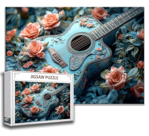 Puzzle 1000 Teile Gitarre Puzzle Erwachsene Anspruchsvoll, Holzpuzzle Jigsaw Puzzle Landschaft Puzzle Groß XXL 75 x 50 cm Impossible Puzzle für Männer, Klassische Puzzles für Erwachsene Frauen X-0 von Zhngzoyn