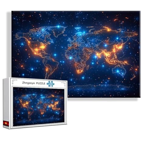 Puzzle 1000 Teile Karte, Puzzle Erwachsene Anspruchsvoll Jigsaw Fantasie Groß XXL 75x50 cm, Klassische Impossible Jigsaw Art für Frauen Männer, Holzpuzzle für Deko Wohnzimmer, Geschenke zu Ostern F-5 von Zhngzoyn