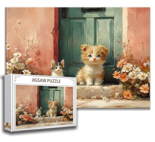 Puzzle 1000 Teile Katze Puzzle Erwachsene Anspruchsvoll, Holzpuzzle Jigsaw Puzzle Niedlich Puzzle Groß 75 x 50 cm Impossible Puzzle für Männer, Puzzles für Erwachsene Frauen, ältere Menschen F-6 von Zhngzoyn