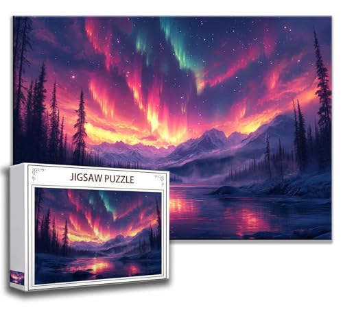 Puzzle 1000 Teile Landschaft Puzzle Erwachsene Anspruchsvoll, Holzpuzzle Jigsaw Puzzle Nordlicht Puzzle Groß XXL 75 x 50 cm Impossible Puzzle für Männer, Klassische Puzzles für Erwachsene Frauen B-7 von Zhngzoyn