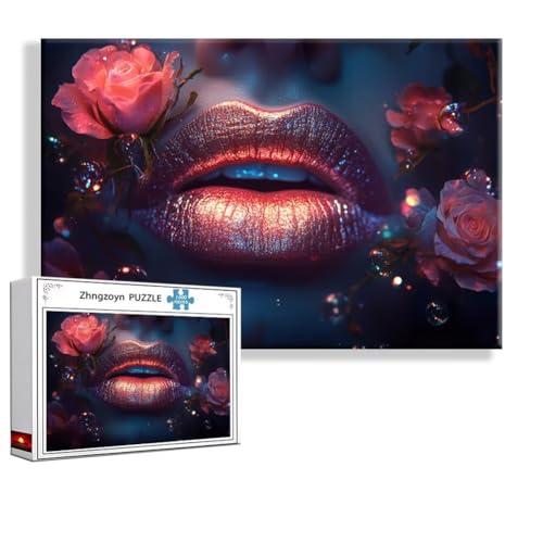 Puzzle 1000 Teile Lippen, Puzzle Erwachsene Anspruchsvoll Jigsaw Blume Groß XXL 75 x 50 cm, Klassische Impossible Jigsaw Art für Frauen Männer, Holzpuzzle für Deko Wohnzimmer, Geschenke zu Ostern H-4 Puzzle 1000 Teile Lippen, Puzzle Erwachsene Anspruchsvoll Jigsaw Blume Groß XXL 75 x 50 cm, Klassische Impossible Jigsaw Art für Frauen Männer, Holzpuzzle für Deko Wohnzimmer, Geschenke zu Ostern H-4 von Zhngzoyn