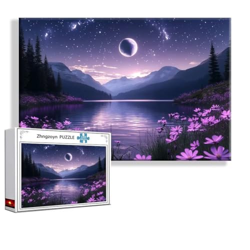 Puzzle 1000 Teile Mond, Puzzle Erwachsene Anspruchsvoll Jigsaw Blume Groß XXL 75 x 50 cm, Klassische Impossible Jigsaw Art für Frauen Männer, Holzpuzzle für Deko Wohnzimmer, Geschenke zu Ostern Z-6 von Zhngzoyn