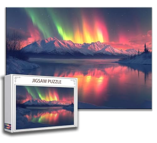 Puzzle 1000 Teile Nordlicht Puzzle Erwachsene Anspruchsvoll, Holzpuzzle Jigsaw Puzzle Landschaft Puzzle Groß XXL 75 x 50 cm Impossible Puzzle für Männer, Klassische Puzzles für Erwachsene Frauen R-5 von Zhngzoyn