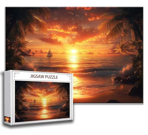 Puzzle 1000 Teile Ozean Puzzle Erwachsene Anspruchsvoll, Holzpuzzle Jigsaw Puzzle Sonnenuntergang Puzzle Groß XXL 75 x 50 cm Impossible Puzzle für Männer, Klassische Puzzles für Erwachsene Frauen S-0 von Zhngzoyn