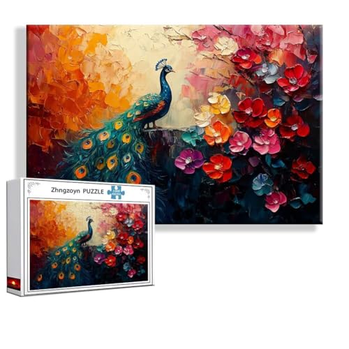 Puzzle 1000 Teile Pfau, Puzzle Erwachsene Anspruchsvoll Jigsaw Tier Groß XXL 75 x 50 cm, Klassische Impossible Jigsaw Art für Frauen Männer, Holzpuzzle für Deko Wohnzimmer, Geschenke zu Ostern P-6 Puzzle 1000 Teile Pfau, Puzzle Erwachsene Anspruchsvoll Jigsaw Tier Groß XXL 75 x 50 cm, Klassische Impossible Jigsaw Art für Frauen Männer, Holzpuzzle für Deko Wohnzimmer, Geschenke zu Ostern P-6 von Zhngzoyn