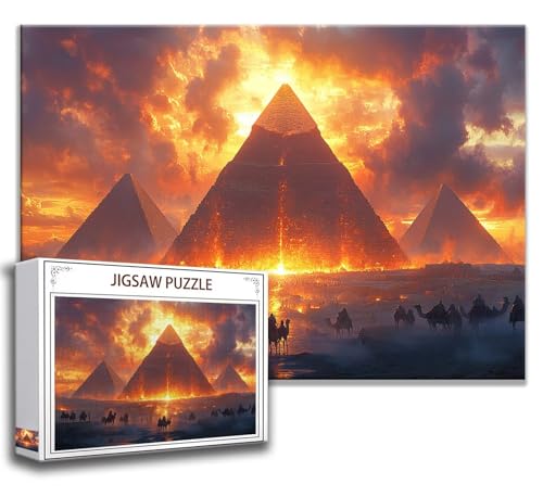 Puzzle 1000 Teile Pyramide Puzzle Erwachsene Anspruchsvoll, Holzpuzzle Jigsaw Puzzle Landschaft Puzzle Groß XXL 75 x 50 cm Impossible Puzzle für Männer, Klassische Puzzles für Erwachsene Frauen C-5 von Zhngzoyn