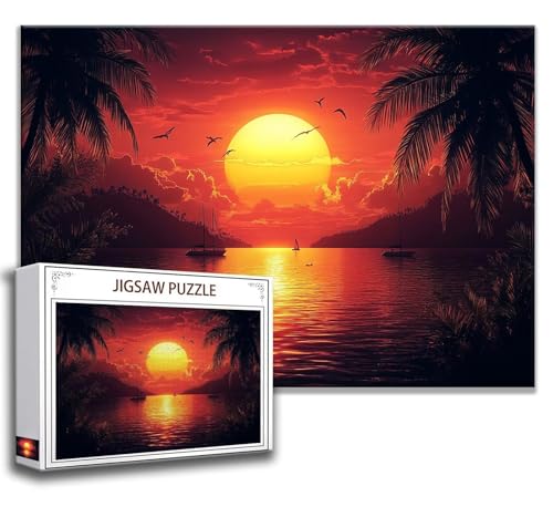 Puzzle 1000 Teile Sonnenuntergang Puzzle Erwachsene Anspruchsvoll, Holzpuzzle Jigsaw Puzzle Landschaft Puzzle Groß 75 x 50 cm Impossible Puzzle für Männer, Klassische Puzzles für Erwachsene Frauen K-5 von Zhngzoyn