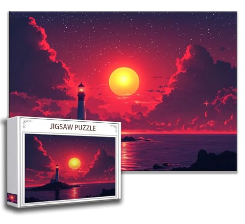 Puzzle 1000 Teile Sonnenuntergang Puzzle Erwachsene Anspruchsvoll, Holzpuzzle Jigsaw Puzzle Leuchtturm Puzzle Groß 75 x 50 cm Impossible Puzzle für Männer, Klassische Puzzles für Erwachsene Frauen H-4 von Zhngzoyn