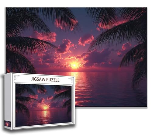 Puzzle 1000 Teile Sonnenuntergang Puzzle Erwachsene Anspruchsvoll, Holzpuzzle Jigsaw Puzzle Ozean Puzzle Groß XXL 75 x 50 cm Impossible Puzzle für Männer, Klassische Puzzles für Erwachsene Frauen K-5 von Zhngzoyn