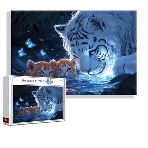 Puzzle 1000 Teile Tiger, Puzzle Erwachsene Anspruchsvoll Jigsaw Tier Groß XXL 75 x 50 cm, Klassische Impossible Jigsaw Art für Frauen Männer, Holzpuzzle für Deko Wohnzimmer, Geschenke zu Ostern F-2 Puzzle 1000 Teile Tiger, Puzzle Erwachsene Anspruchsvoll Jigsaw Tier Groß XXL 75 x 50 cm, Klassische Impossible Jigsaw Art für Frauen Männer, Holzpuzzle für Deko Wohnzimmer, Geschenke zu Ostern F-2 von Zhngzoyn