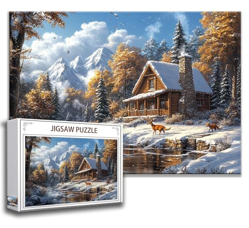 Puzzle 1000 Teile Winter Puzzle Erwachsene Anspruchsvoll, Holzpuzzle Jigsaw Puzzle Landschaft Puzzle Groß XXL 75 x 50 cm Impossible Puzzle für Männer, Klassische Puzzles für Erwachsene Frauen N-4 von Zhngzoyn