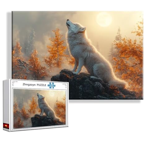 Puzzle 1000 Teile Wolf, Puzzle Erwachsene Anspruchsvoll Jigsaw Tier Groß XXL 75 x 50 cm, Klassische Impossible Jigsaw Art für Frauen Männer, Holzpuzzle für Deko Wohnzimmer, Geschenke zu Ostern X-7 von Zhngzoyn