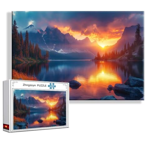 Puzzle 1500 Teile Landschaft, Puzzle Erwachsene Anspruchsvoll Jigsaw Sonnenuntergang Groß XXL 87x57 cm, Klassische Impossible Jigsaw art für Frauen Männer, Holzpuzzle für Deko Wohnzimmer Geschenke W-6 von Zhngzoyn