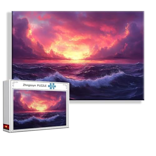 Puzzle 1500 Teile Ozean, Puzzle Erwachsene Anspruchsvoll Jigsaw Sonnenuntergang Groß XXL 87x57 cm, Klassische Impossible Jigsaw Art für Frauen Männer, Holzpuzzle für Deko Wohnzimmer Geschenke B-6 von Zhngzoyn