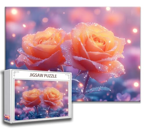 Puzzle 1500 Teile Rose Puzzle Erwachsene Anspruchsvoll, Holzpuzzle Jigsaw Puzzle Blume Puzzle Groß 87x57 cm Impossible Puzzle für Männer, Klassische Puzzles für Erwachsene Frauen, ältere Menschen C-5 von Zhngzoyn