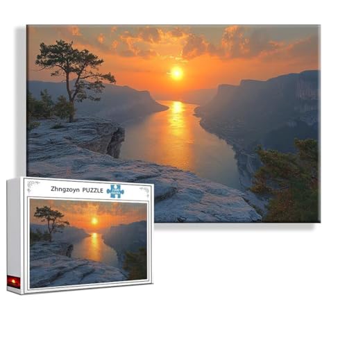 Puzzle 1500 Teile Sonnenuntergang, Puzzle Erwachsene Anspruchsvoll Jigsaw Landschaft Groß XXL 87x57 cm, Klassische Impossible Jigsaw art für Frauen Männer, Holzpuzzle für Deko Wohnzimmer Geschenke R-4 von Zhngzoyn