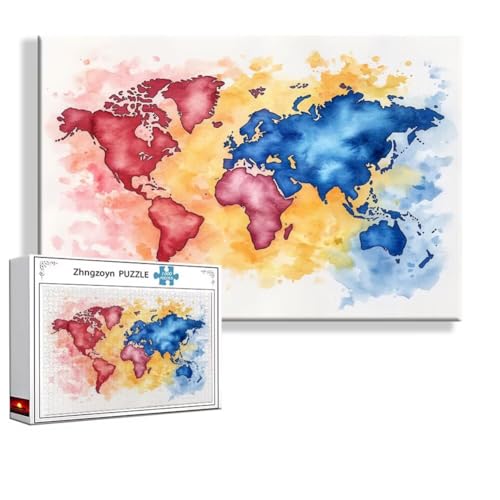 Puzzle 1500 Teile Weltkarte, Puzzle Erwachsene Anspruchsvoll Jigsaw Bunt Groß XXL 87x57 cm, Klassische Impossible Jigsaw Art für Frauen Männer, Holzpuzzle für Deko Wohnzimmer, Geschenke zu Ostern N-7 Puzzle 1500 Teile Weltkarte, Puzzle Erwachsene Anspruchsvoll Jigsaw Bunt Groß XXL 87x57 cm, Klassische Impossible Jigsaw Art für Frauen Männer, Holzpuzzle für Deko Wohnzimmer, Geschenke zu Ostern N-7 von Zhngzoyn