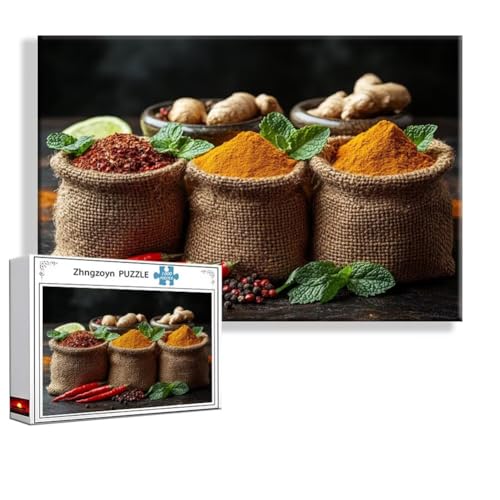Puzzle 1500 Teile Würze, Puzzle Erwachsene Anspruchsvoll Jigsaw Gewürze Groß XXL 87 x 57 cm, Klassische Impossible Jigsaw art für Frauen Männer, Holzpuzzle für Deko Wohnzimmer, Geschenke zu Ostern C-9 Puzzle 1500 Teile Würze, Puzzle Erwachsene Anspruchsvoll Jigsaw Gewürze Groß XXL 87 x 57 cm, Klassische Impossible Jigsaw art für Frauen Männer, Holzpuzzle für Deko Wohnzimmer, Geschenke zu Ostern C-9 von Zhngzoyn