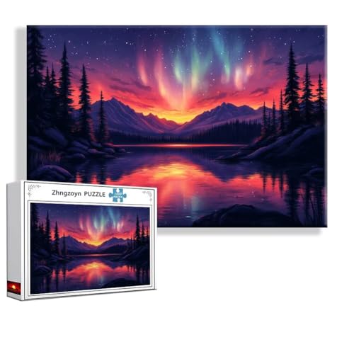 Puzzle 2000 Teile Aurora, Puzzle Erwachsene Anspruchsvoll Jigsaw Landschaft Groß XXL 100x70 cm, Klassische Impossible Jigsaw art für Frauen Männer, Holzpuzzle für Deko Wohnzimmer, Geschenke Ostern V-6 von Zhngzoyn