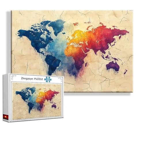 Puzzle 2000 Teile Retro, Puzzle Erwachsene Anspruchsvoll Jigsaw Karte Groß XXL 100 x 70 cm, Klassische Impossible Jigsaw Art für Frauen Männer, Holzpuzzle für Deko Wohnzimmer, Geschenke zu Ostern K-8 von Zhngzoyn