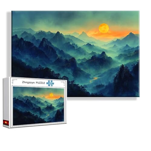 Puzzle 2000 Teile Sonnenuntergang, Puzzle Erwachsene Anspruchsvoll Jigsaw Landschaft Groß XXL 100 x 70 cm, Klassische Impossible Jigsaw Art für Frauen Männer, Holzpuzzle für Deko Wohnzimmer V-2 von Zhngzoyn