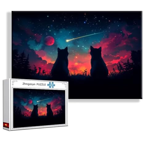 Puzzle 3000 Teile Katze, Puzzle Erwachsene Anspruchsvoll Jigsaw Fantasie Groß XXL 120x80 cm, Klassische Impossible Jigsaw art für Frauen Männer, Holzpuzzle für Deko Wohnzimmer, Geschenke zu Ostern K-9 von Zhngzoyn