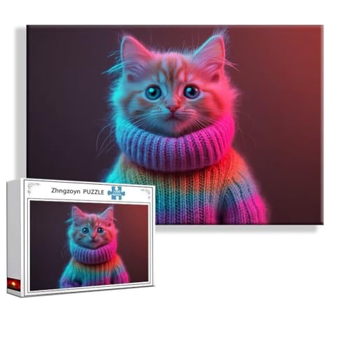 Puzzle 3000 Teile Katze, Puzzle Erwachsene Anspruchsvoll Jigsaw Tier Groß XXL 120 x 80 cm, Klassische Impossible Jigsaw Art für Frauen Männer, Holzpuzzle für Deko Wohnzimmer, Geschenke zu Ostern Y-6 von Zhngzoyn
