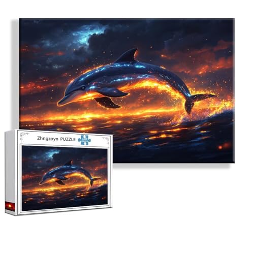 Puzzle 4000 Teile Delphin, Puzzle Erwachsene Anspruchsvoll Jigsaw Landschaft Groß XXL 140x87 cm, Klassische Impossible Jigsaw Art für Frauen Männer, Holzpuzzle für Deko Wohnzimmer Geschenke W-3 von Zhngzoyn