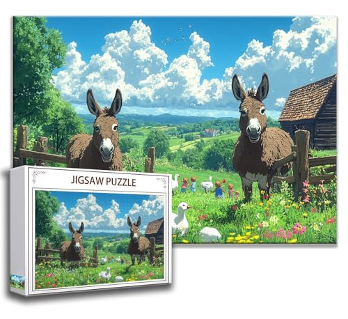 Puzzle 500 Teile Esel Puzzle Erwachsene Anspruchsvoll, Holzpuzzle Jigsaw Puzzle Tier Puzzle Groß 52 x 38 cm Impossible Puzzle für Männer, Klassische Puzzles für Erwachsene Frauen, ältere Menschen I-2 Puzzle 500 Teile Esel Puzzle Erwachsene Anspruchsvoll, Holzpuzzle Jigsaw Puzzle Tier Puzzle Groß 52 x 38 cm Impossible Puzzle für Männer, Klassische Puzzles für Erwachsene Frauen, ältere Menschen I-2 von Zhngzoyn