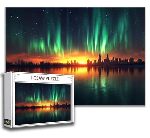Puzzle 500 Teile Nordlicht Puzzle Erwachsene Anspruchsvoll, Holzpuzzle Jigsaw Puzzle Landschaft Puzzle Groß XXL 52 x 38 cm Impossible Puzzle für Männer, Klassische Puzzles für Erwachsene Frauen O-2 von Zhngzoyn