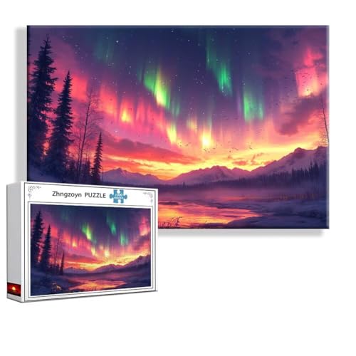 Puzzle 5000 Teile Aurora, Puzzle Erwachsene Anspruchsvoll Jigsaw Landschaft Groß XXL 156x105 cm, Klassische Impossible Jigsaw Art für Frauen Männer, Holzpuzzle für Deko Wohnzimmer Geschenke R-2 Puzzle 5000 Teile Aurora, Puzzle Erwachsene Anspruchsvoll Jigsaw Landschaft Groß XXL 156x105 cm, Klassische Impossible Jigsaw Art für Frauen Männer, Holzpuzzle für Deko Wohnzimmer Geschenke R-2 von Zhngzoyn